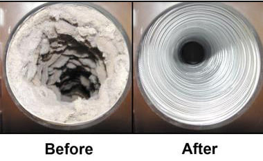 Before and After image of duct